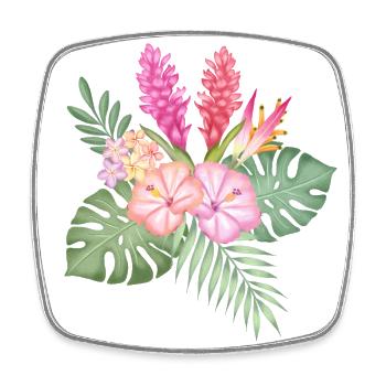 Tropical flower greeting - Square fridge magnet - white - Front