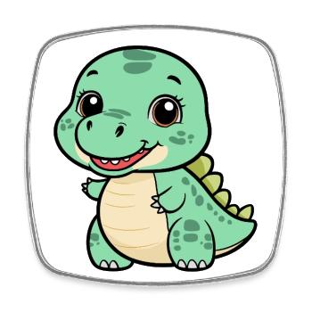Cute Dino with a Grin - Green - Square fridge magnet - white - Front