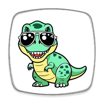 Dino with glasses - Cool - Square fridge magnet - white - Front