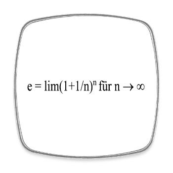 Mathematik Formel Gleichung e = lim(1+1/n)n für n - Viereckiger Kühlschrankmagnet - Weiß - Vorne