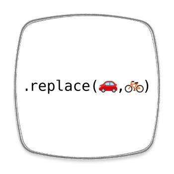Replace cars with bikes; Python edition - Square fridge magnet - white - Front