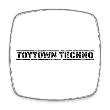 Toytown Techno - Viereckiger Kühlschrankmagnet - Weiß - Vorne