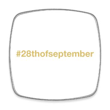 born on September 28 Birthday birthday - Square fridge magnet - white - Front