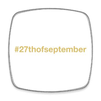 born on September 27 Birthday birthday - Square fridge magnet - white - Front