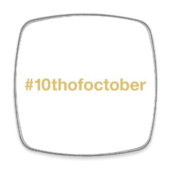 born on October 10 Birthday birthday - Square fridge magnet - white - Front