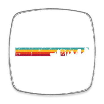 Regenbogen Skyline Silhouette - Viereckiger Kühlschrankmagnet - Weiß - Vorne
