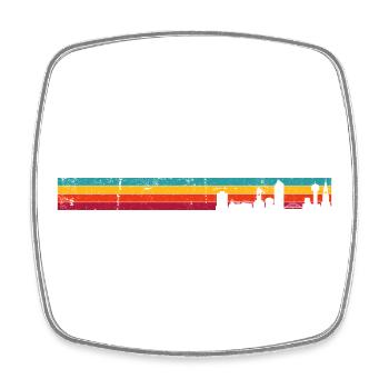 Retro Skyline Sonnenuntergang Streifen - Viereckiger Kühlschrankmagnet - Weiß - Vorne