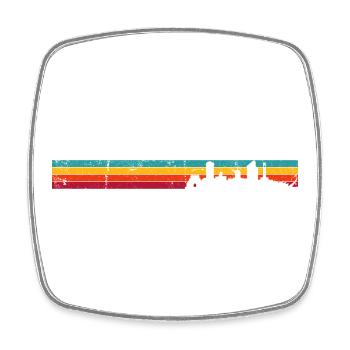 Retro Sunset Skyline - Square fridge magnet - white - Front