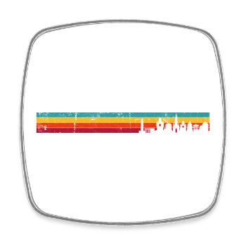 Retro Sonnenuntergang Skyline Streifen - Viereckiger Kühlschrankmagnet - Weiß - Vorne