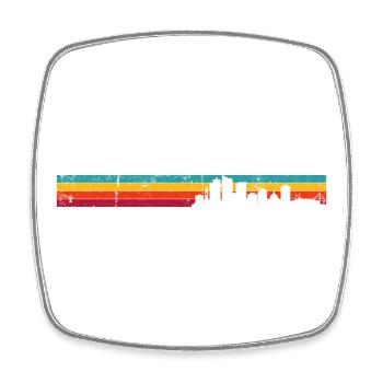 Sunset City Silhouette Gradient - Square fridge magnet - white - Front