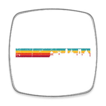 Retro Rainbow Skyline - Square fridge magnet - white - Front