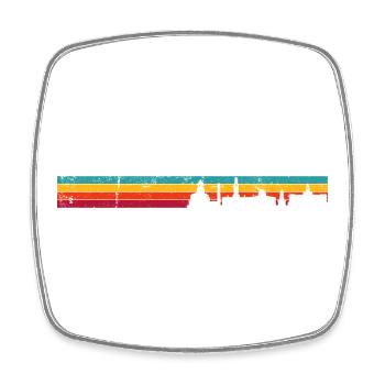 Retro Sonnenuntergang Skyline Streifen - Viereckiger Kühlschrankmagnet - Weiß - Vorne