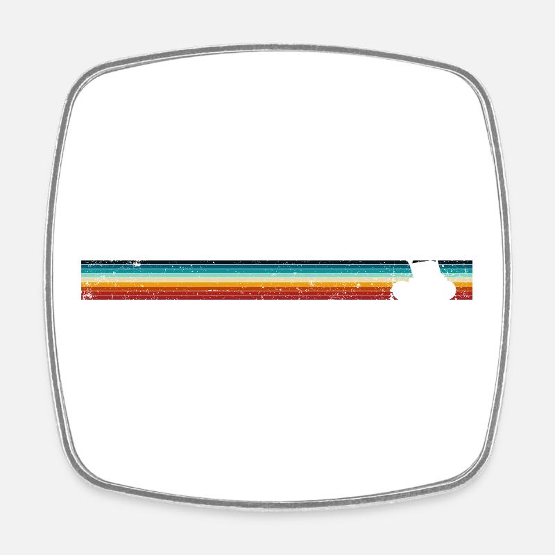 Folding bike retro - Square fridge magnet - white