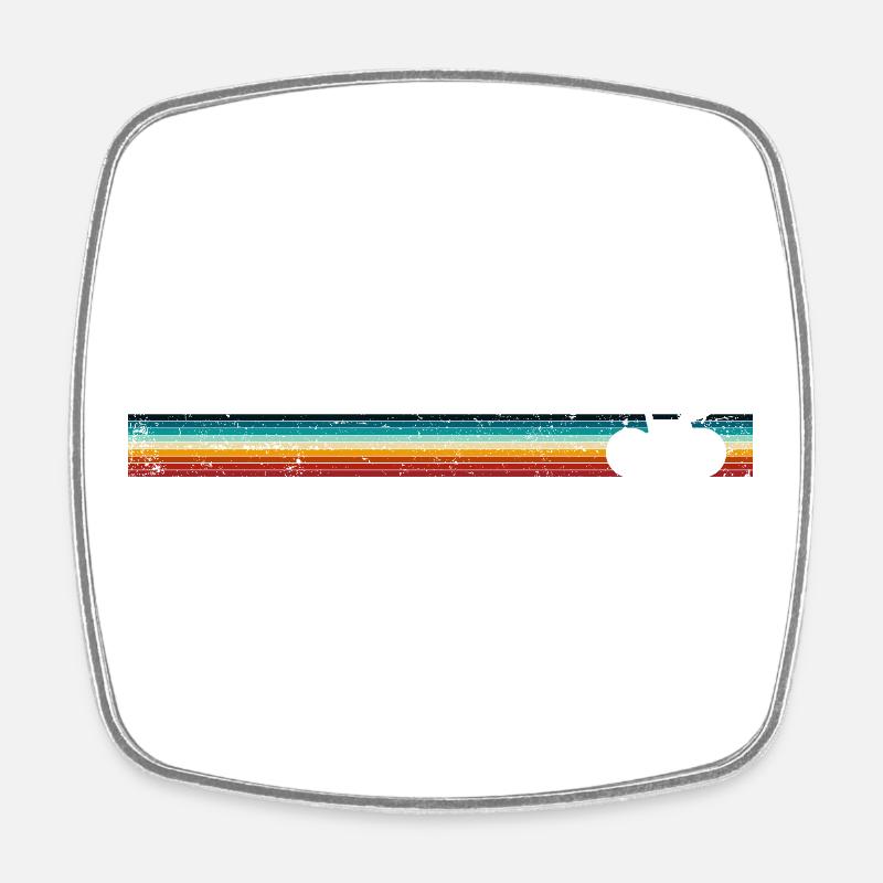 Retro Bike on Rainbow Stripes - Square fridge magnet - white