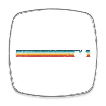 Retro Bicycle on Rainbow Stripes - Square fridge magnet - white - Front