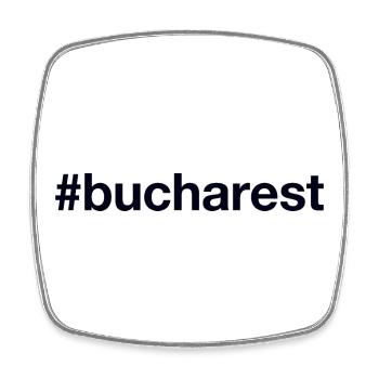 BUCHAREST Hashtag Bukarest - Viereckiger Kühlschrankmagnet - Weiß - Vorne