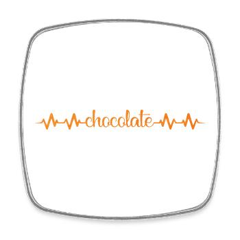 Heartbeat Chocolate Pattern - Square fridge magnet - white - Front