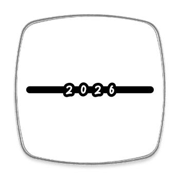 2026 Jahr - Viereckiger Kühlschrankmagnet - Weiß - Vorne