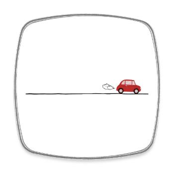 Rotes Auto auf der Straße - Viereckiger Kühlschrankmagnet - Weiß - Vorne