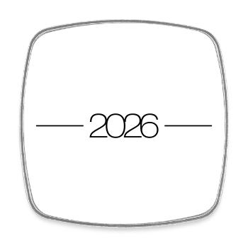 2026 Jahr Strich - Viereckiger Kühlschrankmagnet - Weiß - Vorne