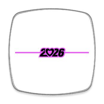 2026 Jahr Herz - Viereckiger Kühlschrankmagnet - Weiß - Vorne