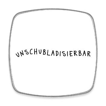Unschubladisierbar – NIcht in Schublade passen - Viereckiger Kühlschrankmagnet - Weiß - Vorne
