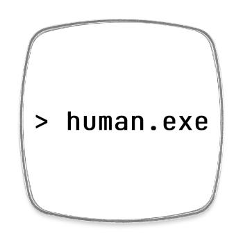 human.exe - Viereckiger Kühlschrankmagnet - Weiß - Vorne