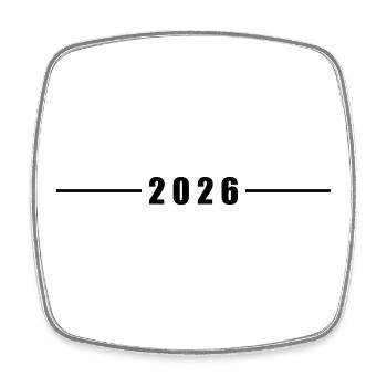 2026 Jahr - Viereckiger Kühlschrankmagnet - Weiß - Vorne