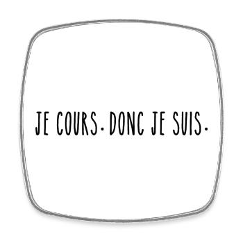 Je Cours Donc Je Suis - Humour Running - Magnet carré - blanc - Devant