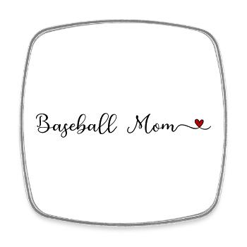 Baseball-Mutter - Viereckiger Kühlschrankmagnet - Weiß - Vorne
