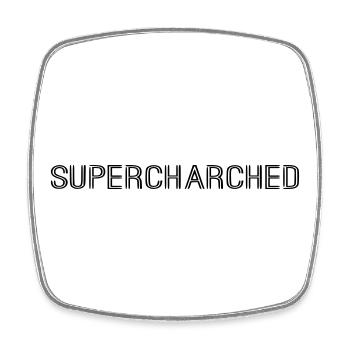 SUPERCHARCHED Schriftzug - Viereckiger Kühlschrankmagnet - Weiß - Vorne