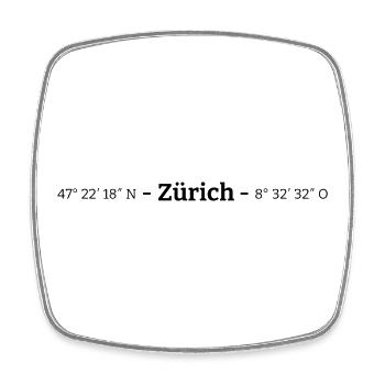 Coordonnées Ville de Zurich Suisse - Magnet carré - blanc - Devant