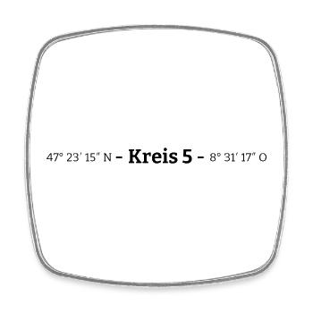 Coordonnées District 5 Zurich - Magnet carré - blanc - Devant