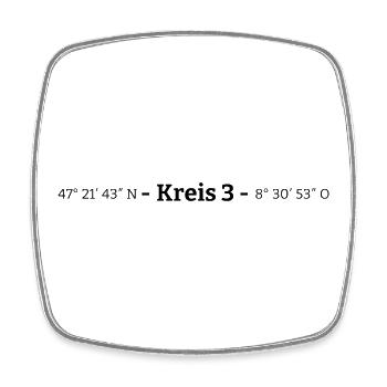 Coordonnées Kreis 3 Wiedikon Zürich - Magnet carré - blanc - Devant