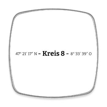 Coordonnées Kreis 8 à Zürich - Magnet carré - blanc - Devant