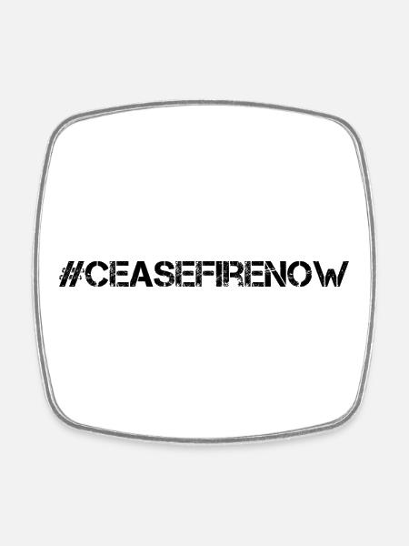 cease fire now - Viereckiger Kühlschrankmagnet - Weiß