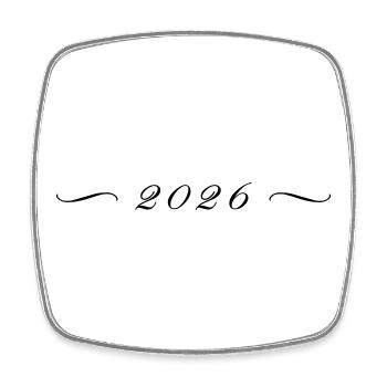 2026 Jahr - Viereckiger Kühlschrankmagnet - Weiß - Vorne