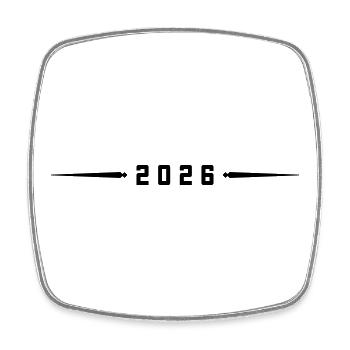 2026 Jahr Strich - Viereckiger Kühlschrankmagnet - Weiß - Vorne