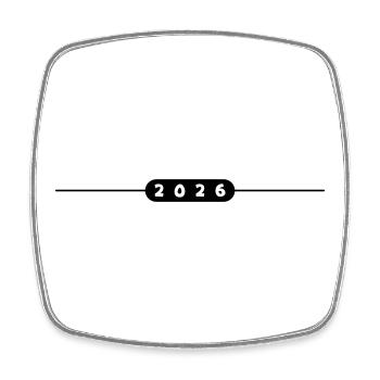 2026 Jahr - Viereckiger Kühlschrankmagnet - Weiß - Vorne