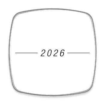 2026 Jahr - Viereckiger Kühlschrankmagnet - Weiß - Vorne