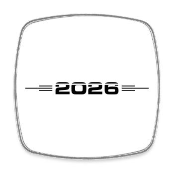 2026 Jahr - Viereckiger Kühlschrankmagnet - Weiß - Vorne