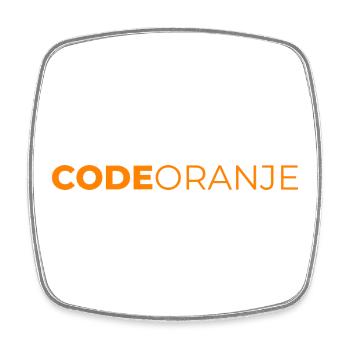 Code Oranje - Nederland - Netherlands Niederlande - Square fridge magnet - white - Front