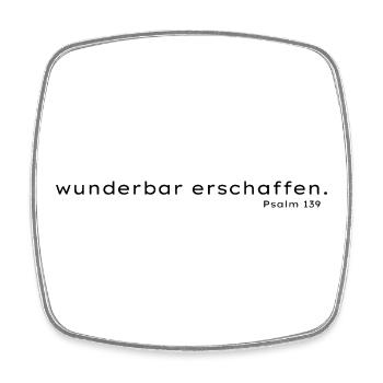 Wunderbar erschaffen - Bibelvers - Viereckiger Kühlschrankmagnet - Weiß - Vorne