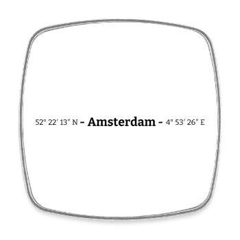 Coordinates Amsterdam - Square fridge magnet - white - Front