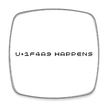 U+1F4A9 ARRIVE (noir) - Magnet carré - blanc - Devant