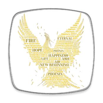 PHOENIX: Word-Art Design! Mythical creatures, mythology - Square fridge magnet - white - Front
