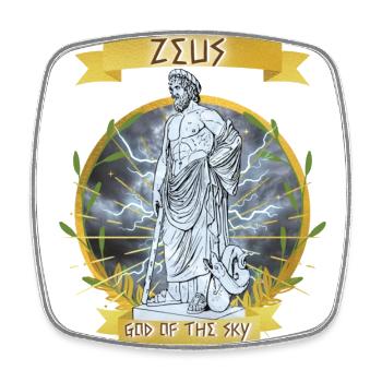 Zeus God Greek mythology, lightning, gold - Square fridge magnet - white - Front