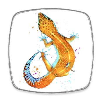 Leopard Gecko Reptile Keeper Aquarelle Gecko Fan - Magnet carré - blanc - Devant