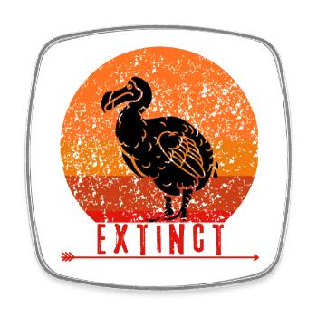 EXTINCT - Dodo - Paleontology - Fossil - History - Square fridge magnet - white - Front