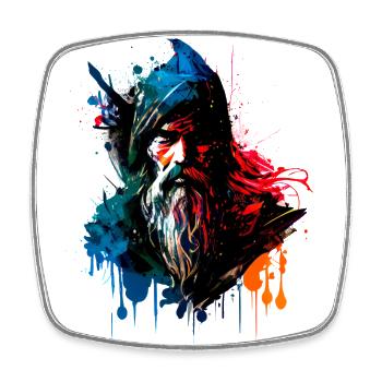Dark Wizard Warrior Street Art Design - Square fridge magnet - white - Front